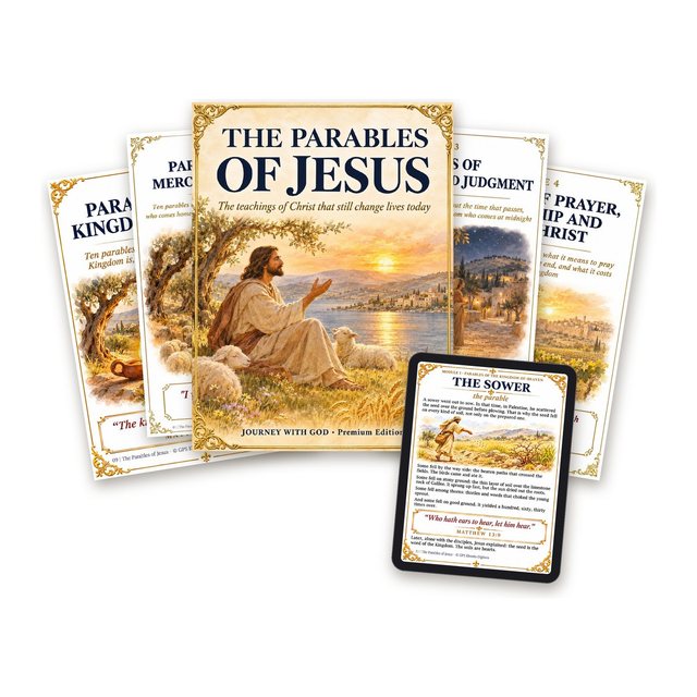 The cover and the 4 volumes of The Parables of Jesus
